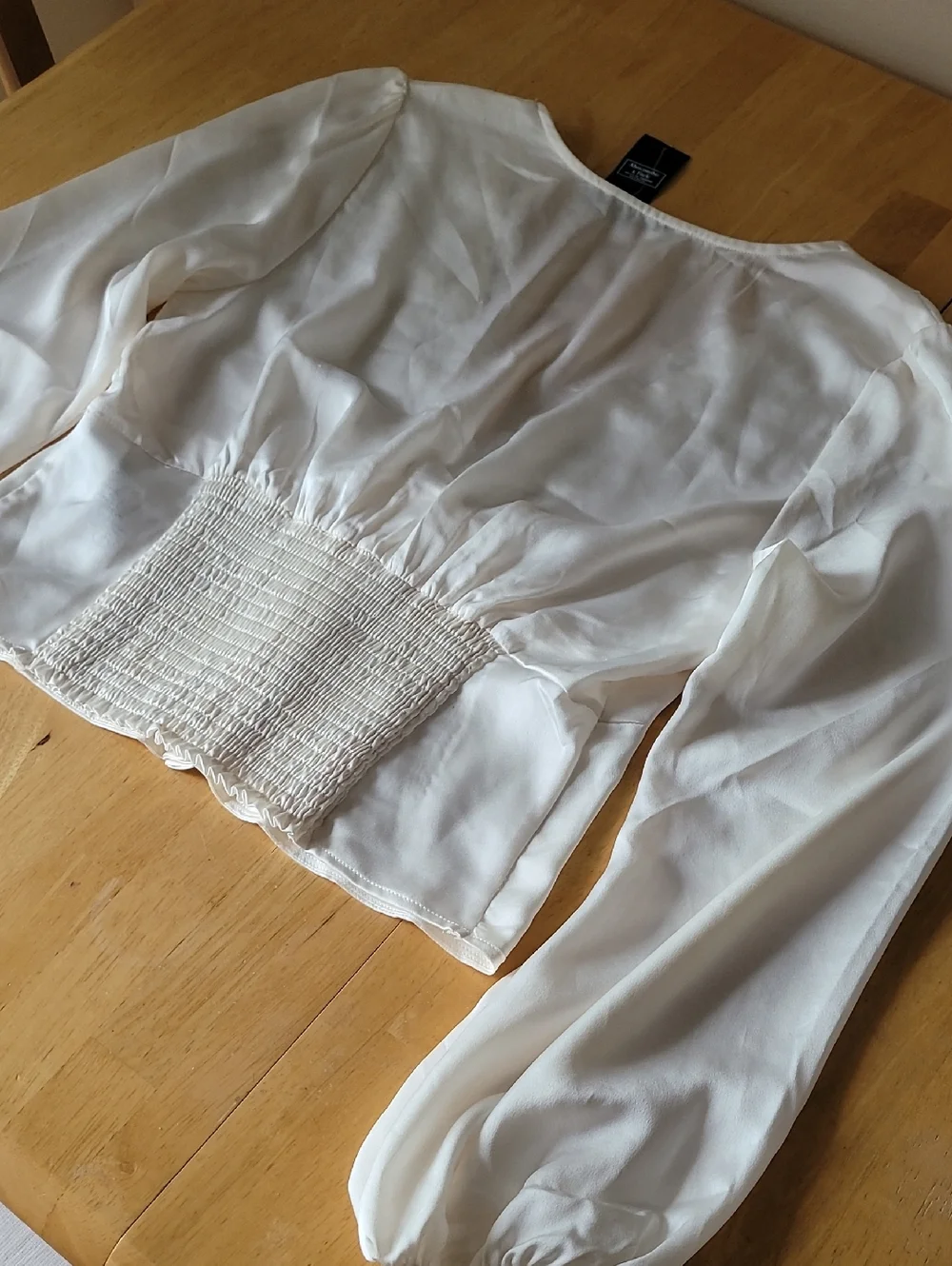 Abercrombie & Fitch Cream Lace-Trim V-Neck Blouse